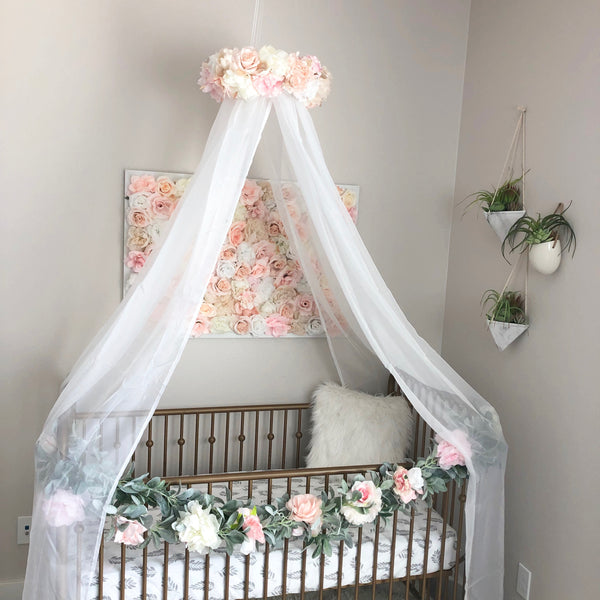 Floral Nursery Canopy Princess Canopy Flower Mobile Canopy Girl Bed Canopy Custom Canopy Begonia Rose Co