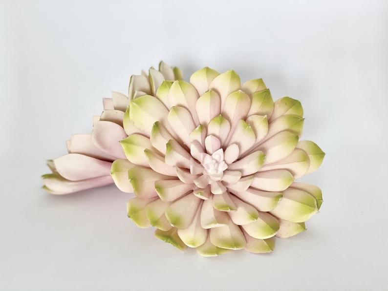 Large 6" Blush Pink and Green Succulent Artificial Succulent Wedding Succulent for Wedding Succulent Baby Shower Pink Succulent Decor Girl