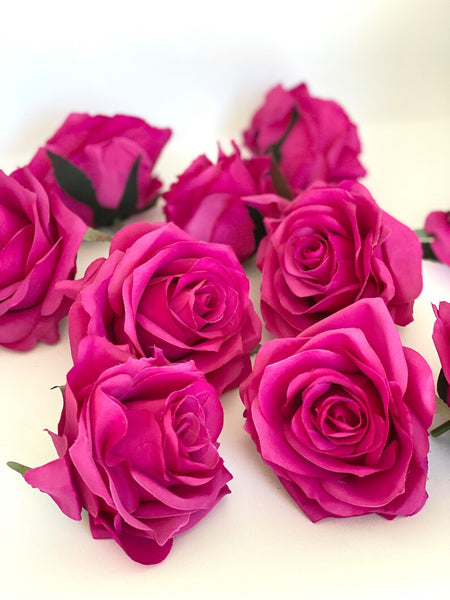 Radiant Rhapsody: 50pcs Deep Pink Rose Silk Flower Picks - Vibrant