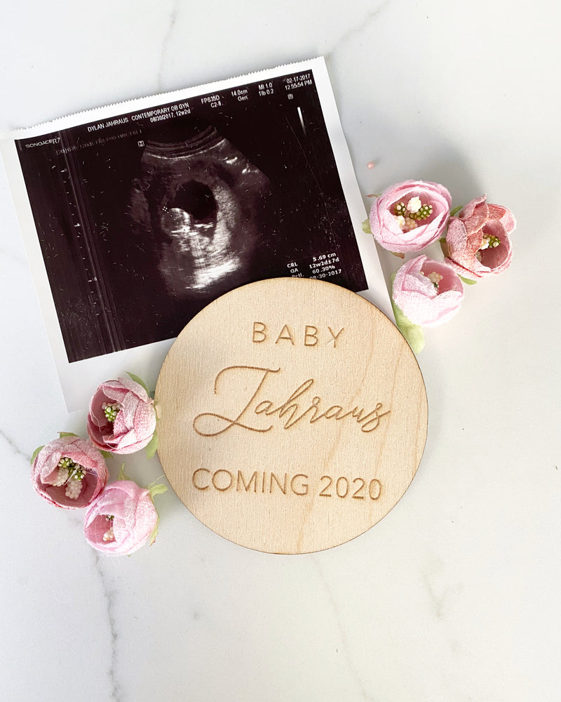 Custom Baby Announcement Wood, Wood Baby Coming in 2020, Baby Coming Soon, Personalized Baby Announcement, Custom Pregnancy Announcement
