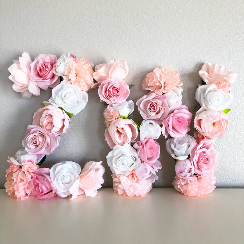 blush pink name sign blush pink wall decor flower wall art floral monogram baby shower initials baby shower monogram floral baby shower first birthday sign