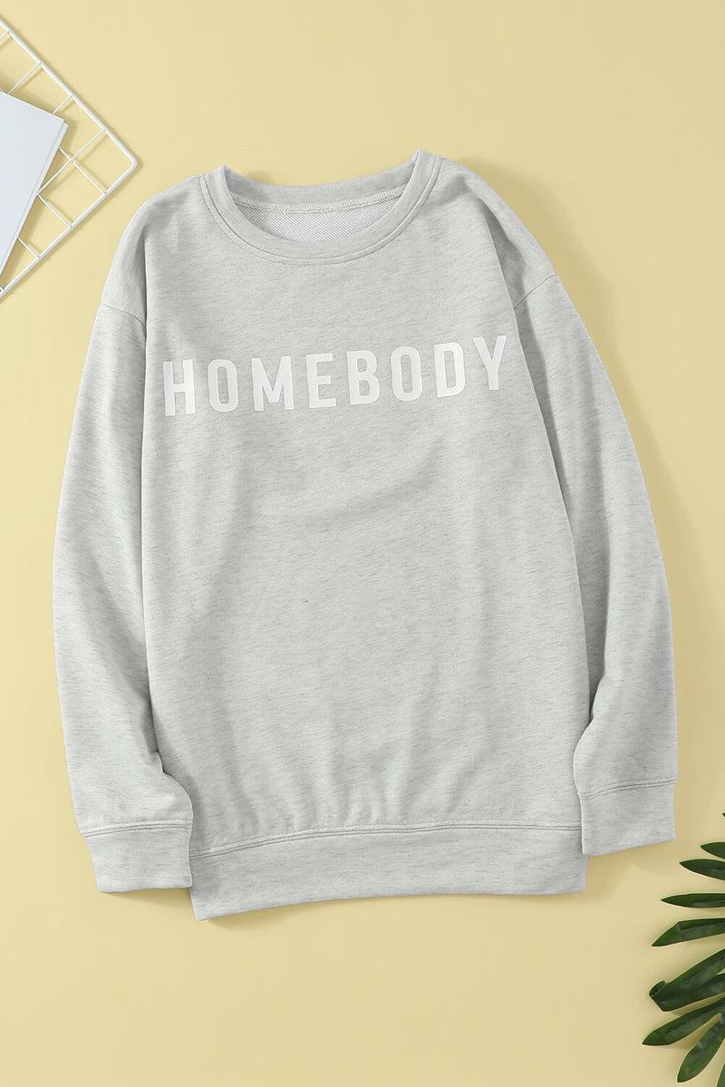 HOMEBODY Graphic Print Gray Sweatshirt