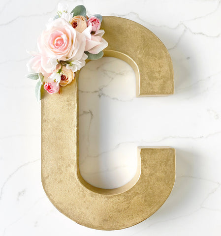 Gold Metallic Paper Mache Letters Numbers Small Large Wall and Table Decor  