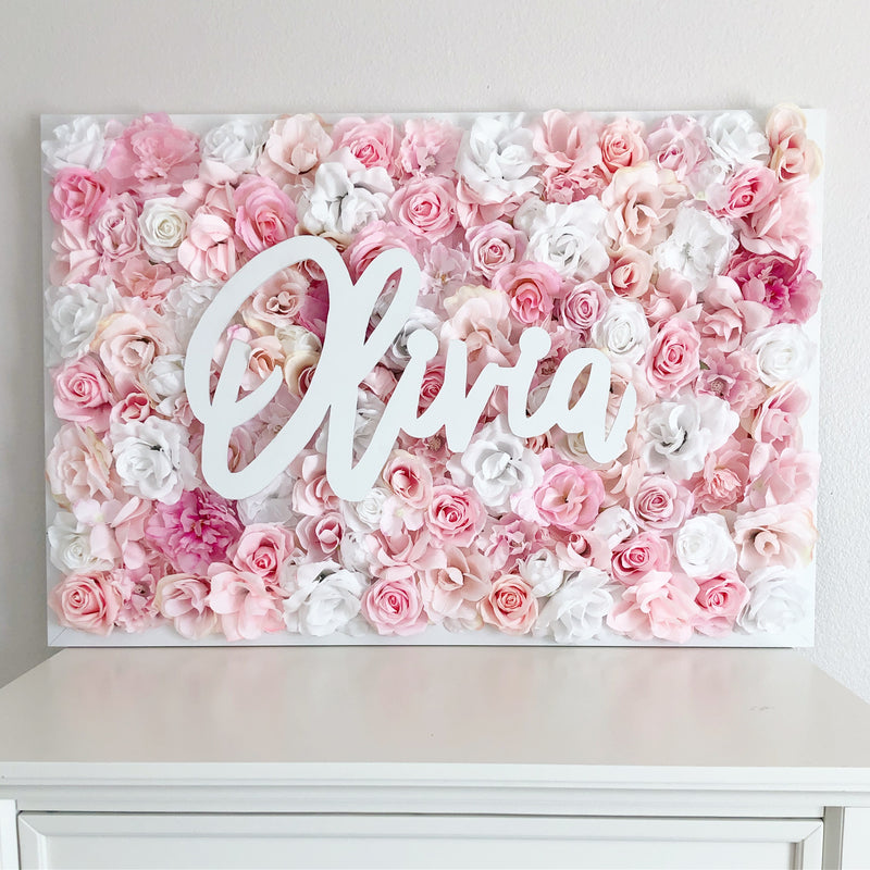 flower wall nursery decor girl nursery decor name sign baby shower gift