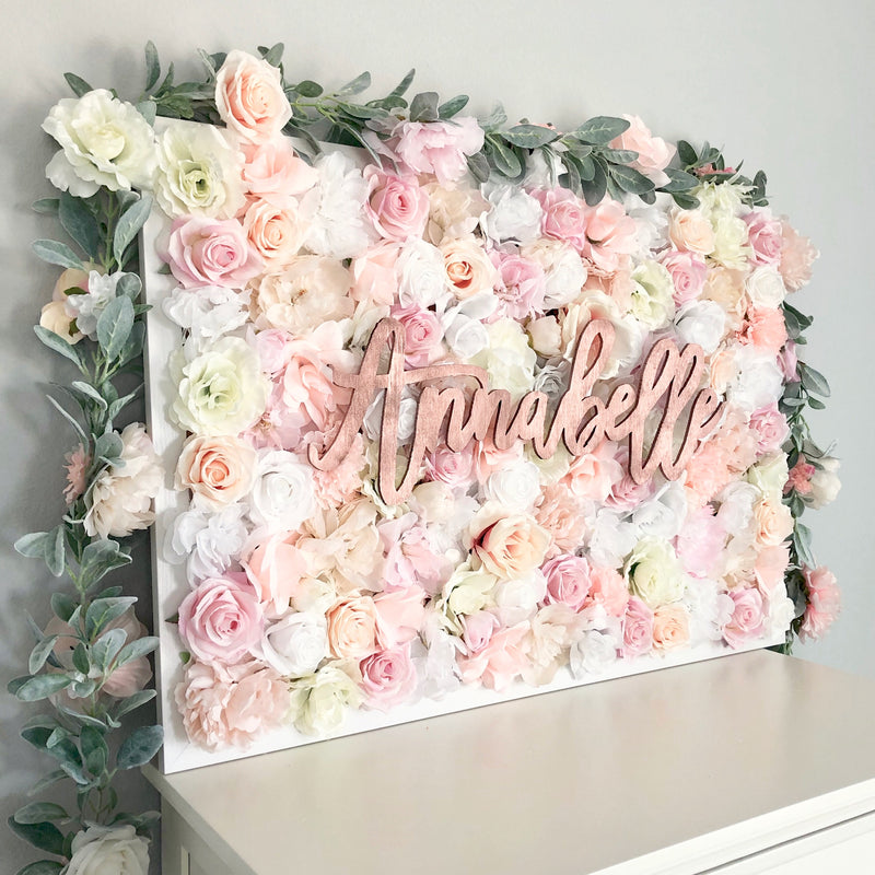 Flower Wall with Name Sign