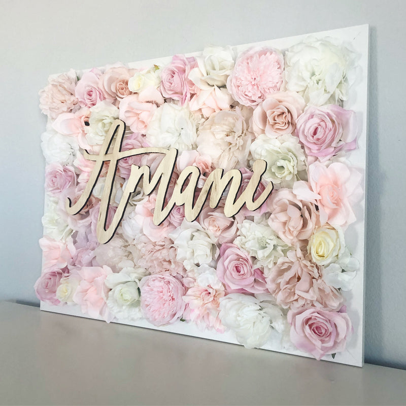 Flower Wall with Name Sign