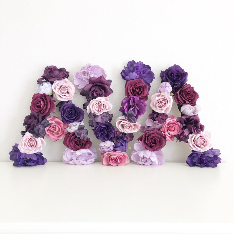 purple nursery plum nursery floral letter nursery decor girl name sign