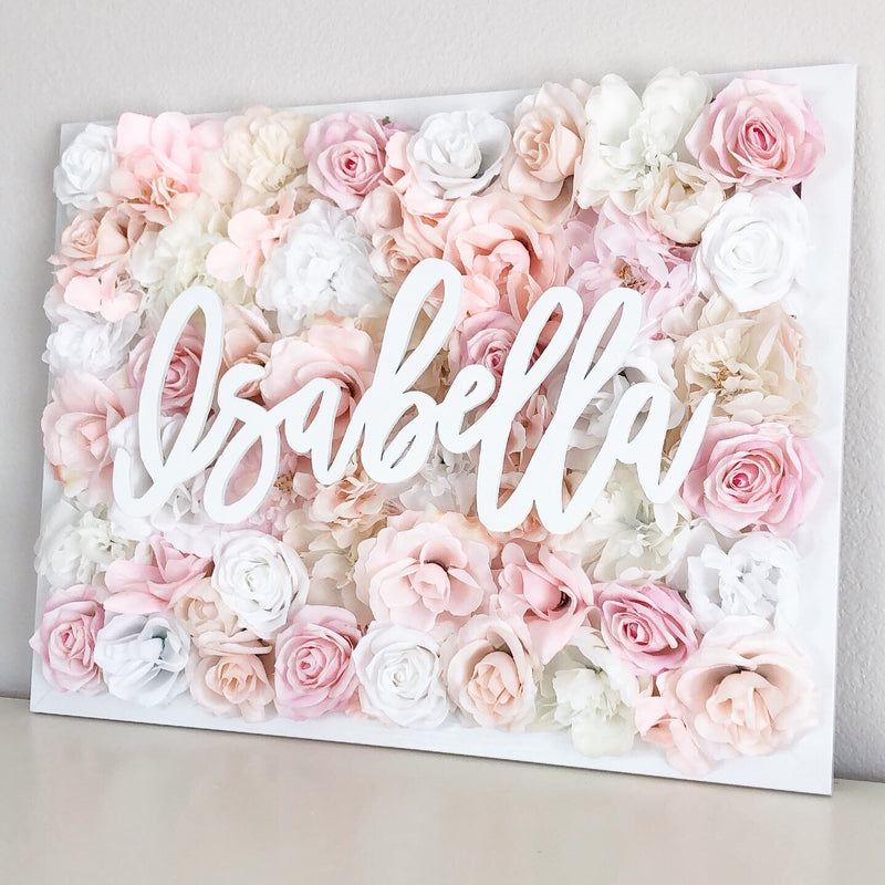 blush baby shower flower wall nursery decor girl nursery decor name sign