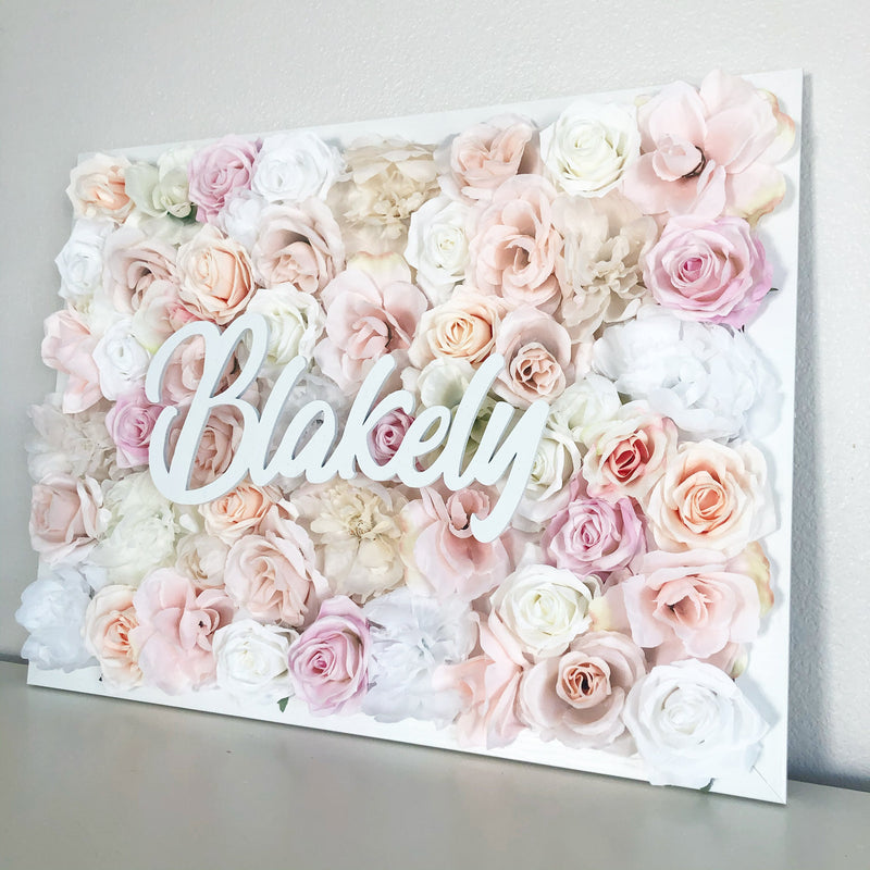 flower wall nursery name sign