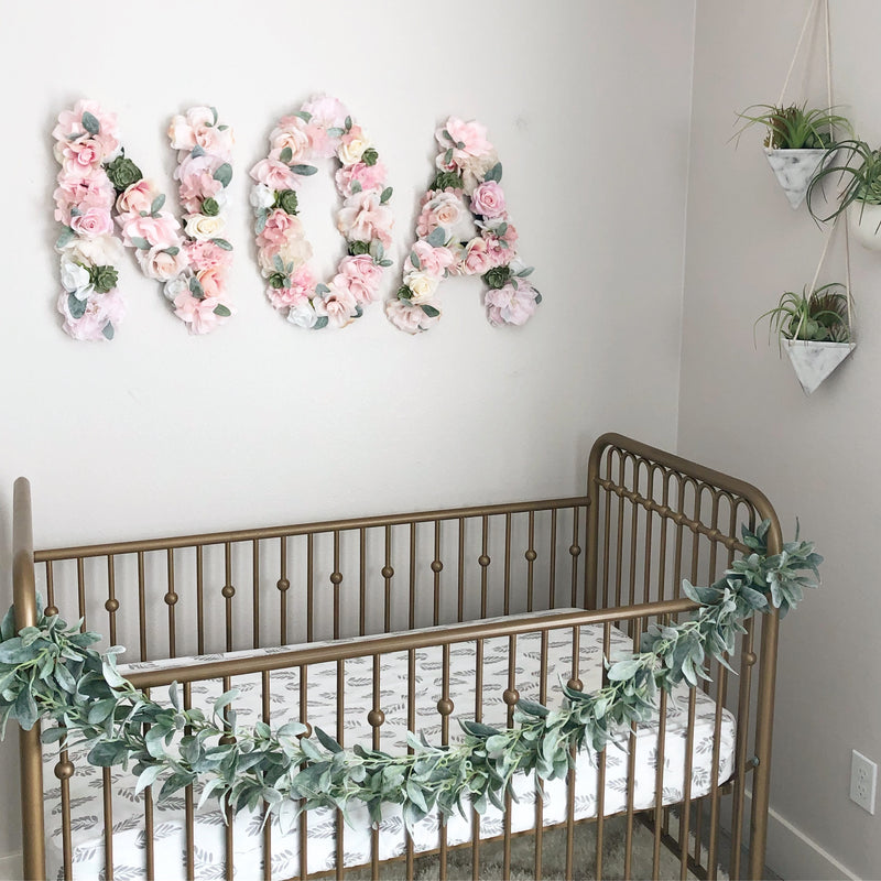 baby name sign nursery sign crib sign crib decor nursery decor floral letter wall letters flower wall