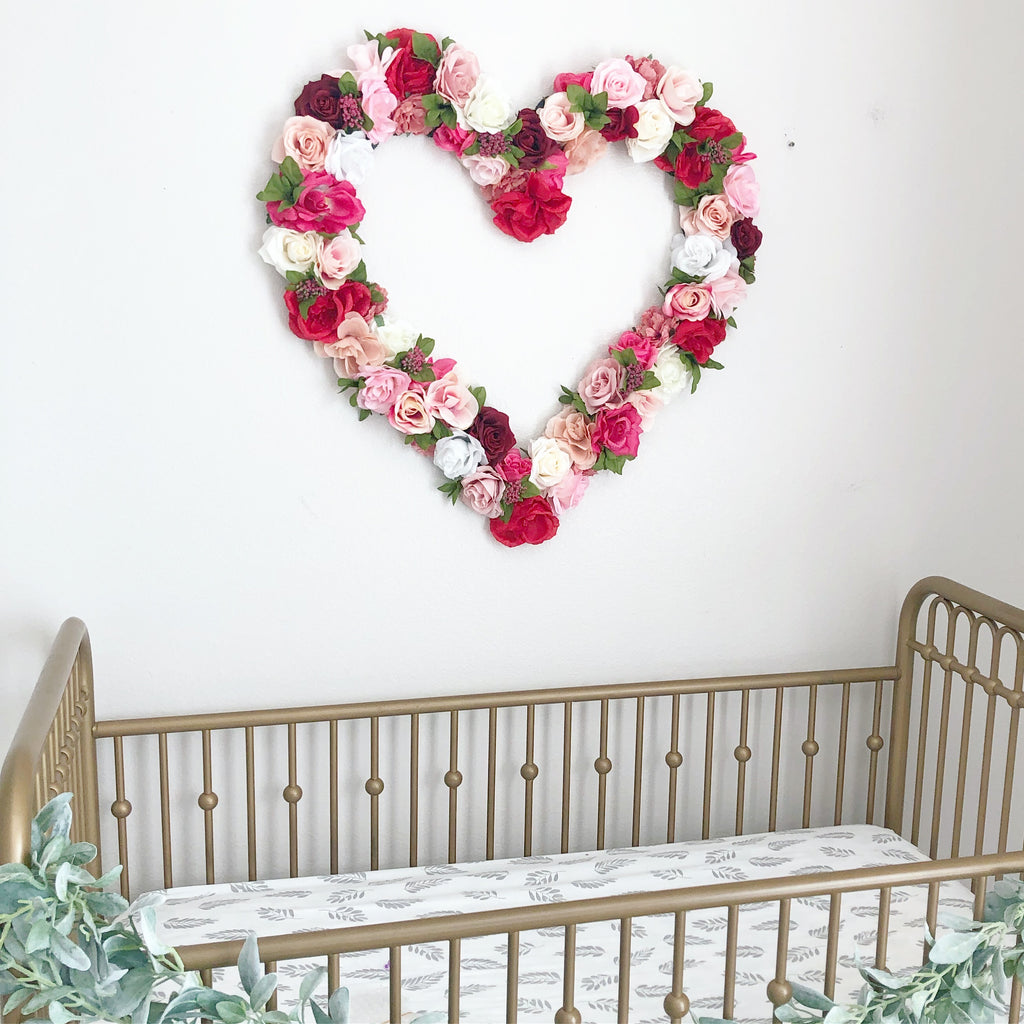 girl nursery decor girl heart decor heart wall hanging floral wall hanging flower wall art