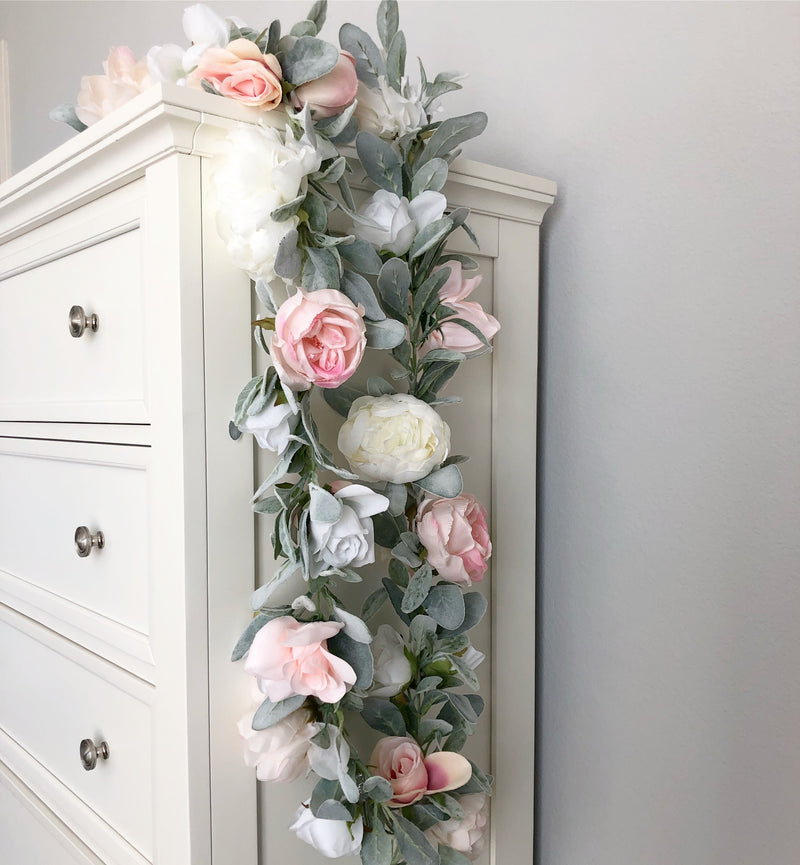 blush garland nursery garland decor floral nursery decor girl nursery baby shower decor bridal shower decor garland wedding garland