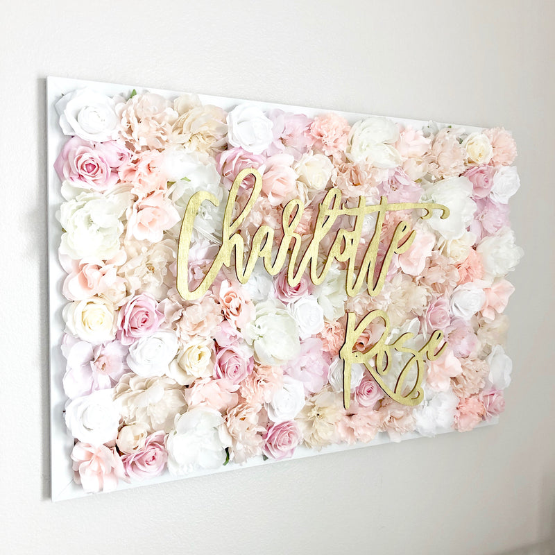 Flower Wall with Name Sign