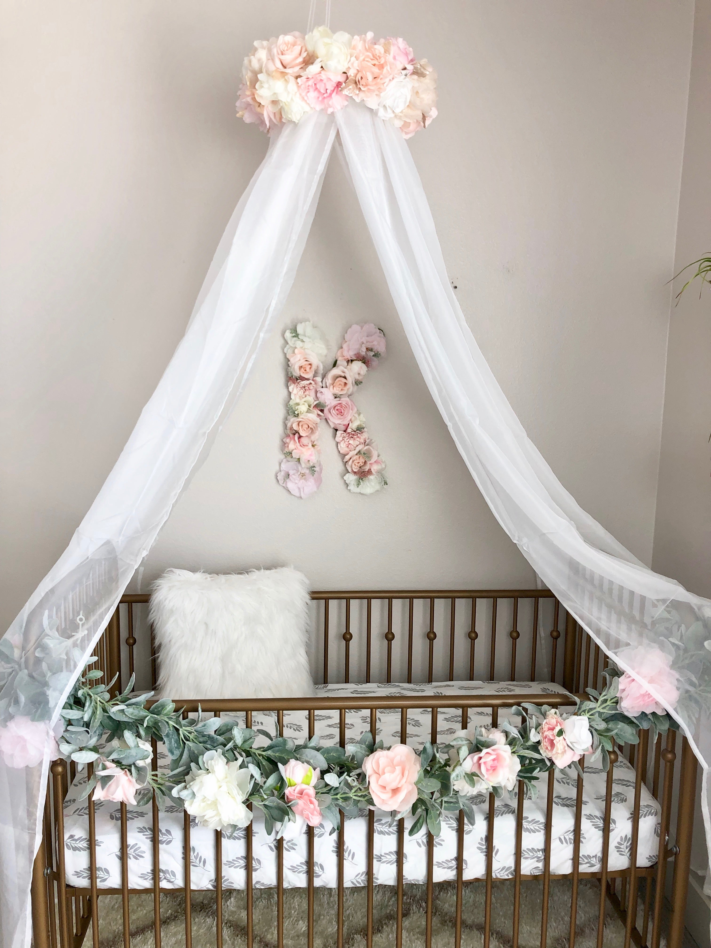 Floral Nursery Canopy Princess Canopy Flower Mobile Canopy Girl Bed Canopy Custom Canopy Begonia Rose Co