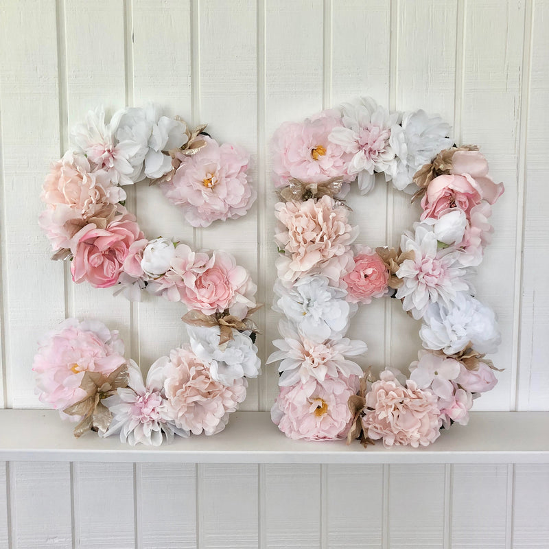 baby shower decor baby shower initials baby name sign floral letter blush nursery