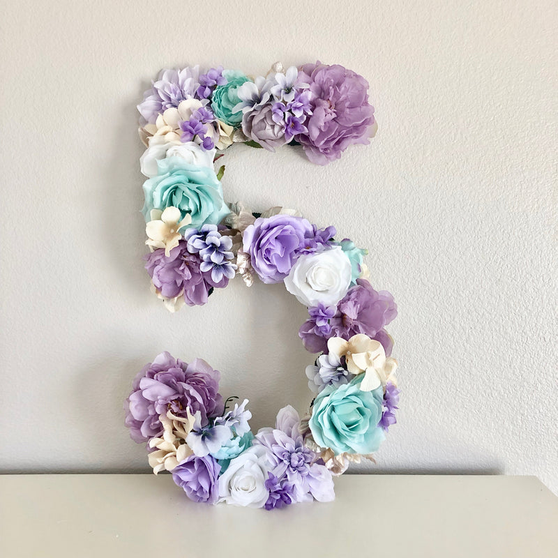 mermaid birthday party decor floral number flower number birthday number