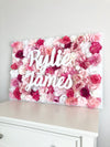 pink baby shower decor flower wall nursery decor girl nursery decor name sign