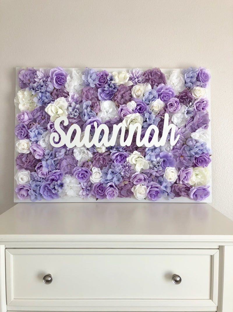 lavender nursery flower wall nursery decor girl nursery decor name sign