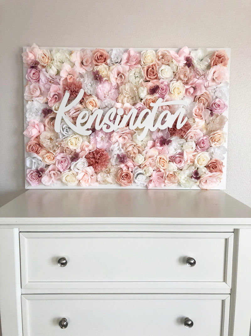 rose gold nursery flower wall nursery decor girl nursery decor name sign