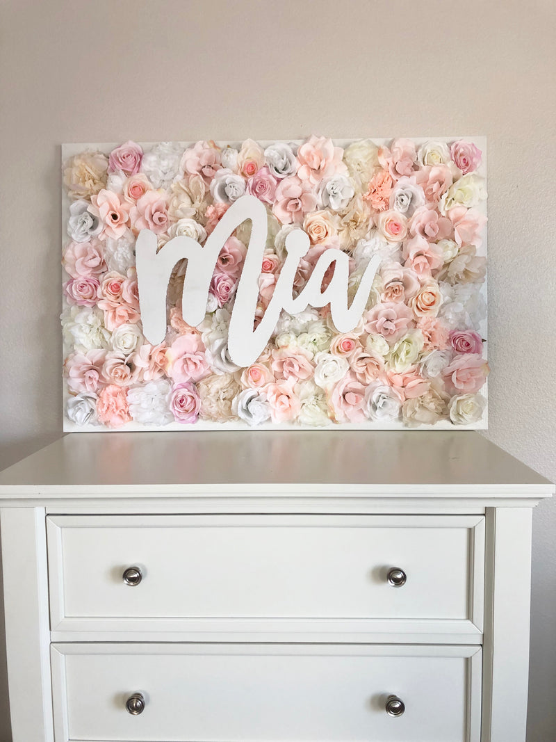 Custom Name Sign Blush Room Decor flower wall name sign birthday name sign floral birthday decor floral baby shower flower wall nursery decor girl nursery decor name sign