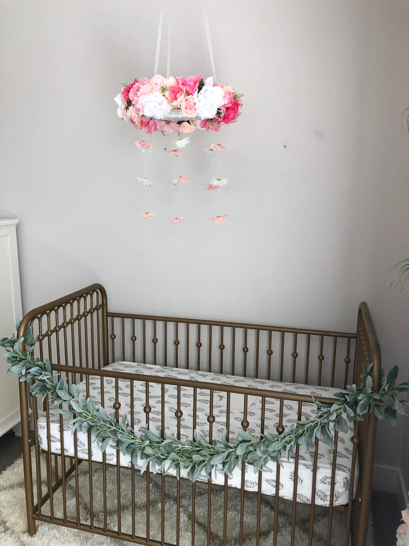 girl room decor girl nursery mobile crib mobile floral nursery