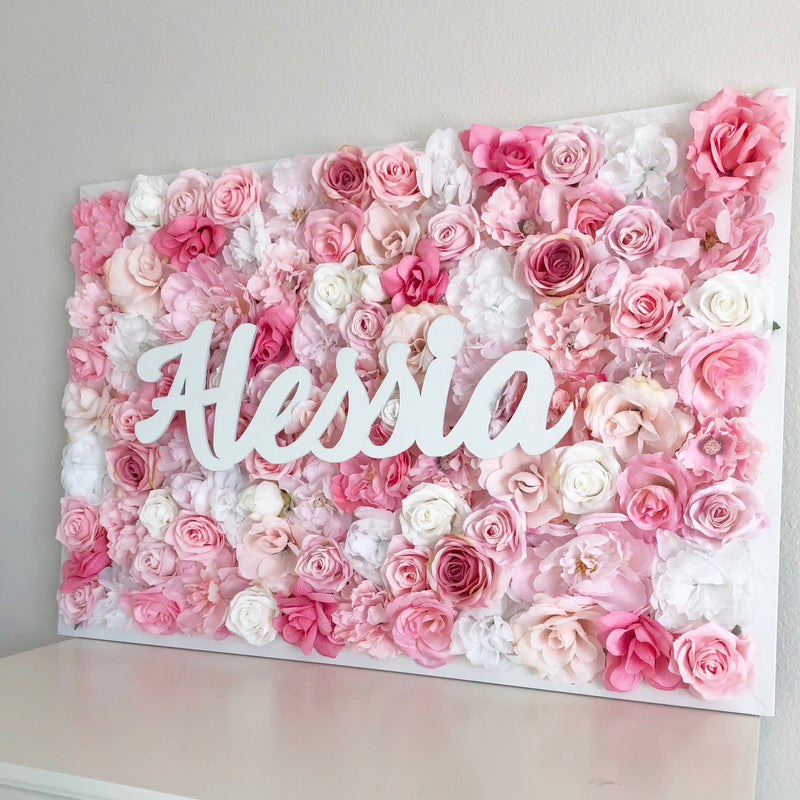 pink wall art name sign girl name sign flower wall nursery decor girl nursery decor name sign