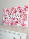 pink wall art name sign girl name sign flower wall nursery decor girl nursery decor name sign