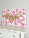 Pink and gold nursery pink and gold baby shower pink and gold wall decor gold and pink flower wall