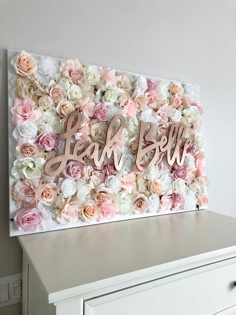 Rose gold nursery rose gold name sign flower wall rose gold room decor rose gold decor rose gold wall art