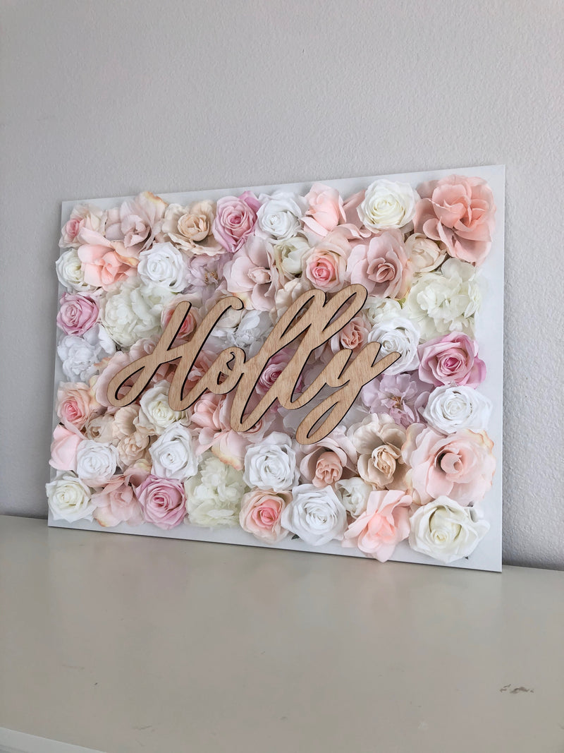 blush pink wall decor light pink wall decor flower wall peony wall rose wall rose girl name sign girl room decor birthday girl gift 