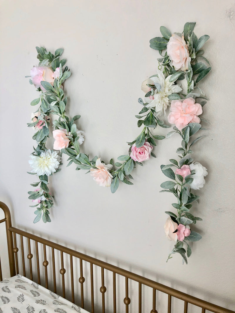 blush nursery decor floral garland custom garland flower garland peony garland baby shower garland bridal shower garland decor