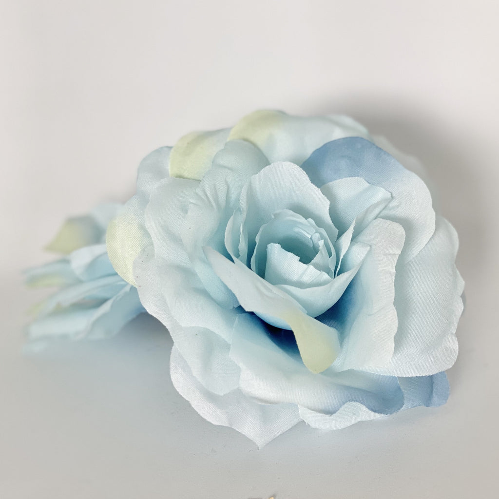 5" Large Light Blue Rose Pale Blue Artificial Rose Light Blue Silk Flower Rose Light Blue Flower Pale Blue Wedding Flower Blue Flower Cake