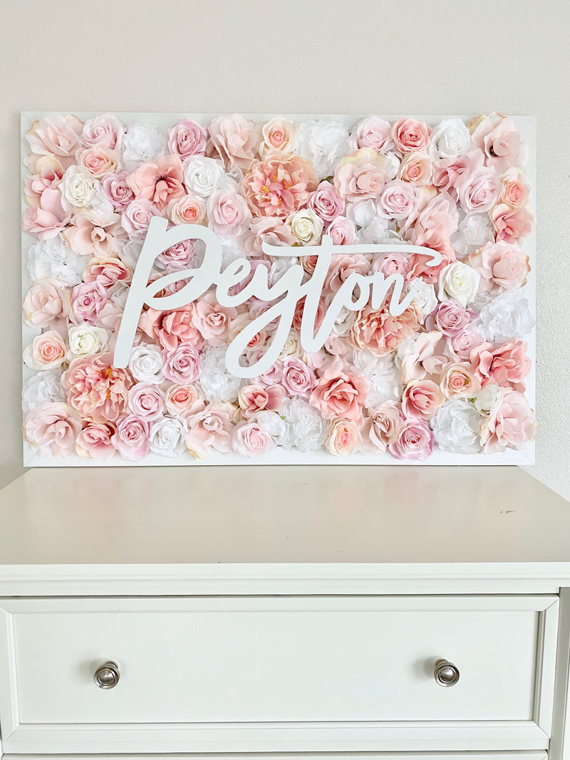 Blush Pink Flower Wall, Blush Pink Peony Decor, Peony Nursery Decor, Floral Letter, Flower Letter, Girl Nursery Name Sign Art, Personalized
