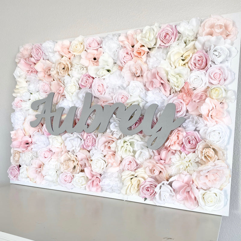 flower wall nursery name sign