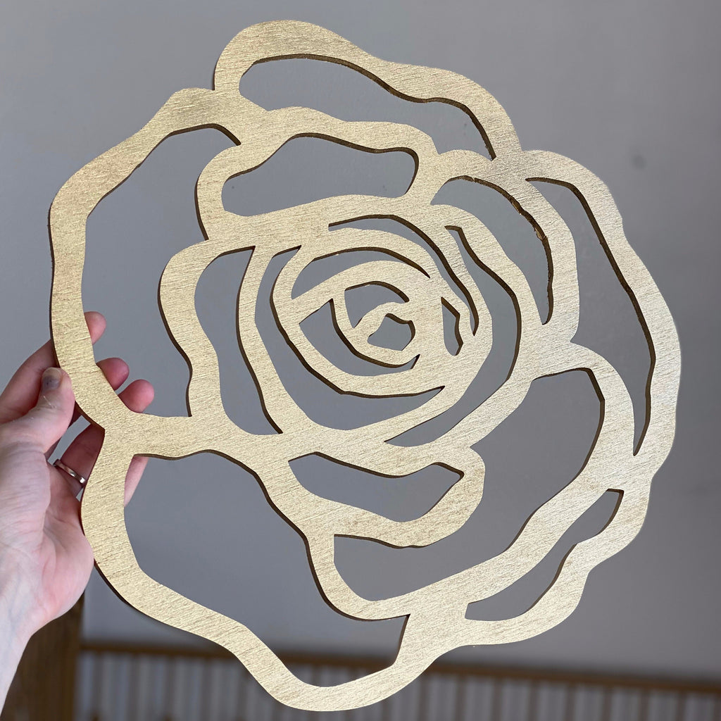wood flower cut out wood rose flower wall