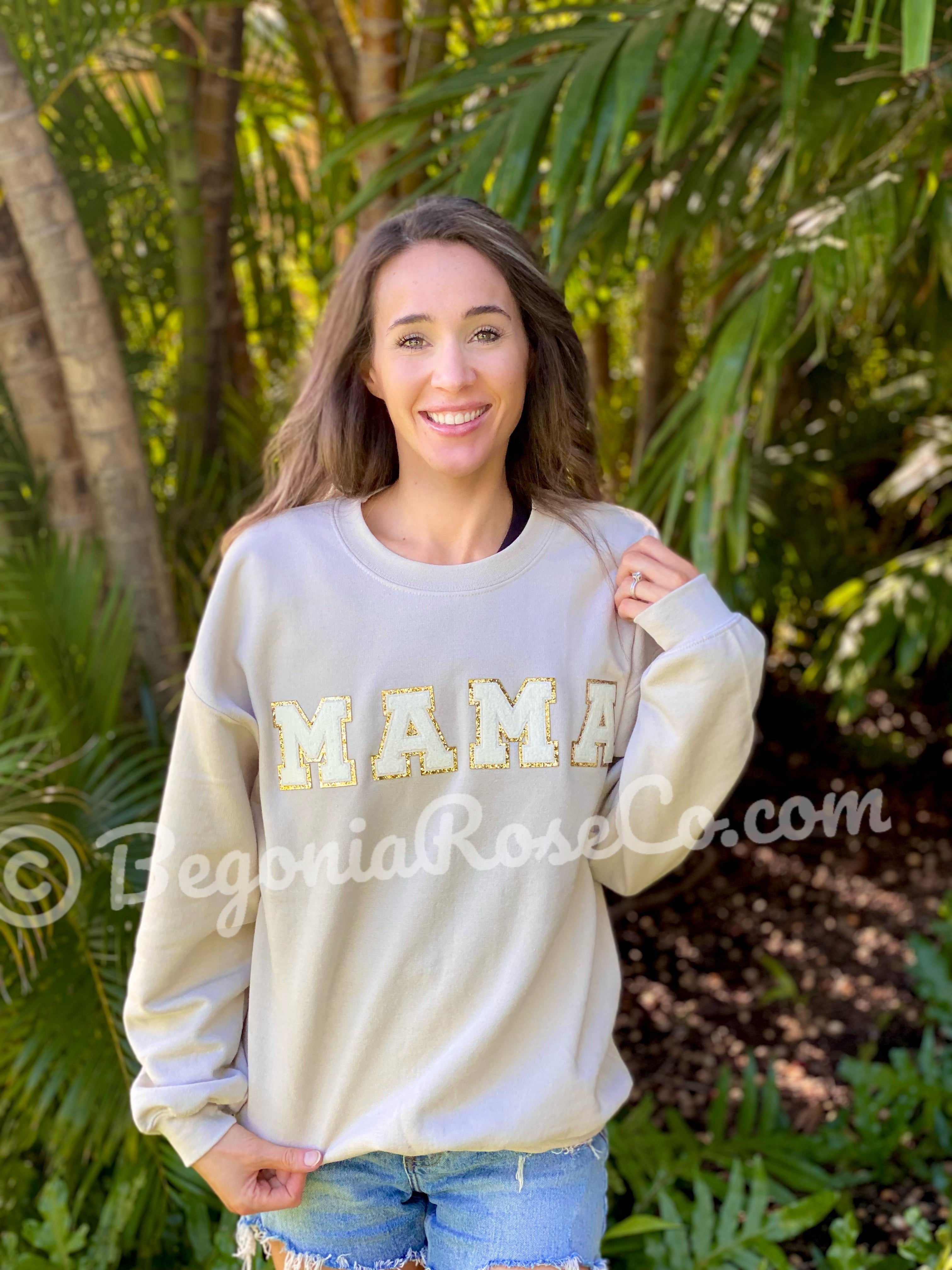 Chenille MAMA Patch Crewneck Sweatshirt Chenille MAMA Patch Crewneck Sweatshirt