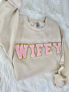 NAVY WIFE Letter Patch Sweatshirt
