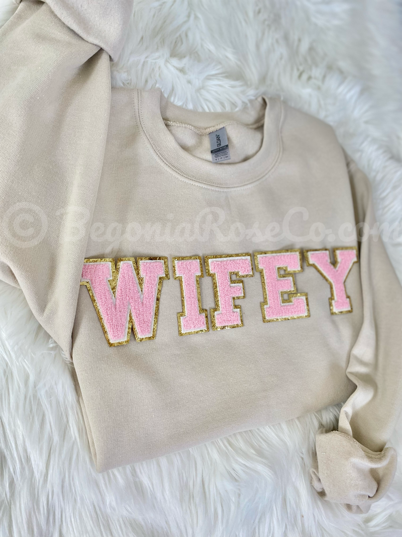 WIFE / WIFEY Patch Crewneck Sweatshirt