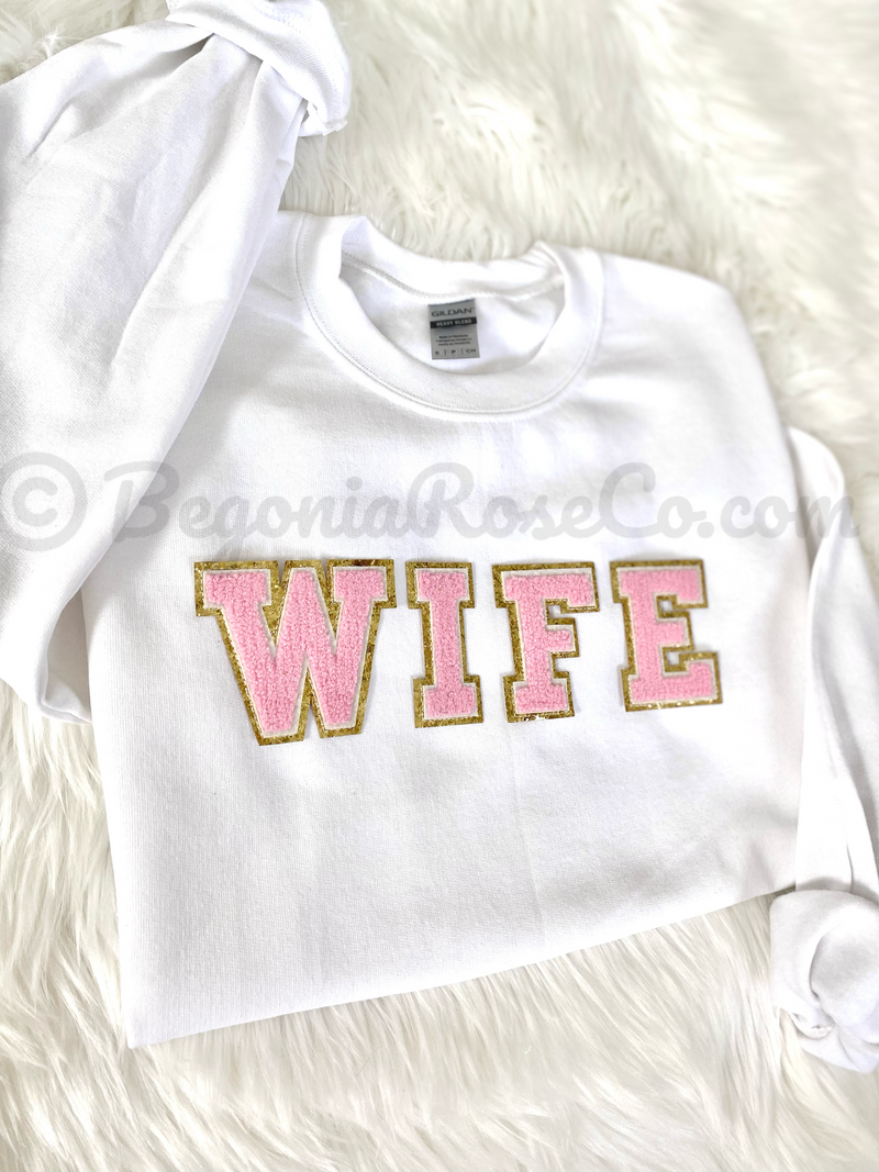 WIFE / WIFEY Patch Crewneck Sweatshirt