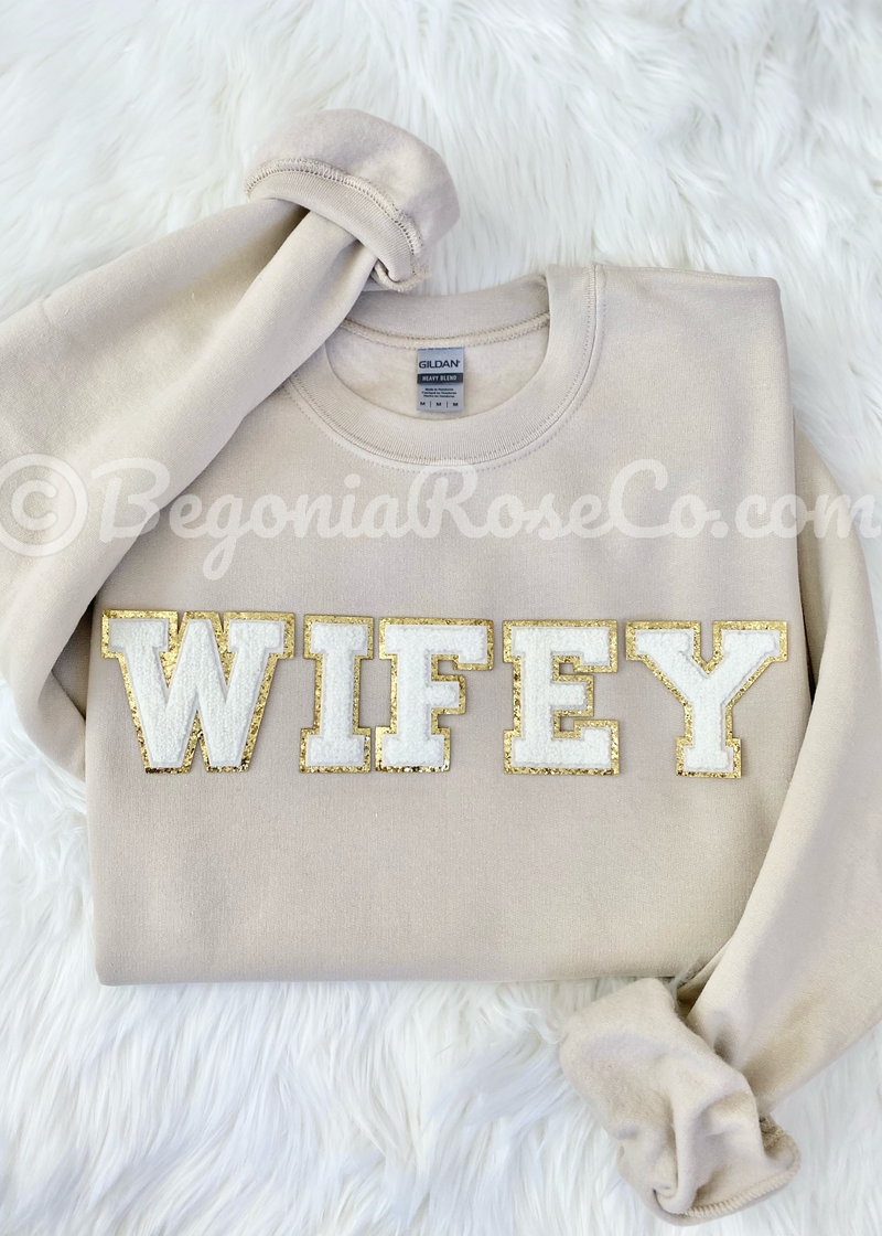 WIFE / WIFEY Patch Crewneck Sweatshirt