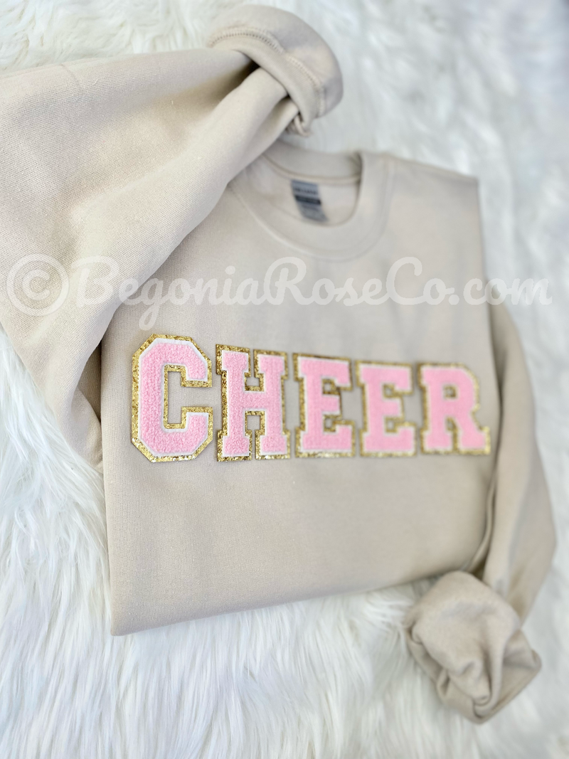 CHEER Chenille Iron on Patch, Cheerleading Chenille Patch, 