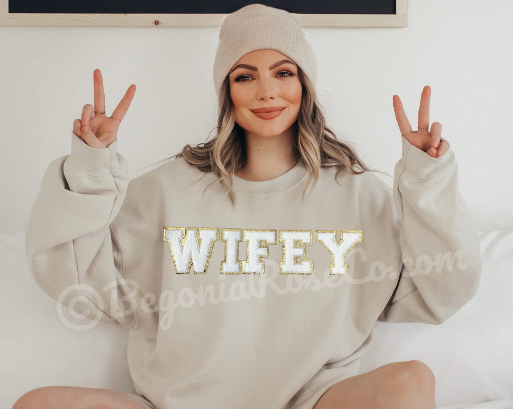 WIFE / WIFEY Patch Crewneck Sweatshirt