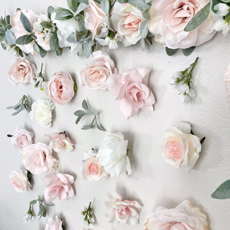 3 Sq Ft - White Silk Rose Flower Wall Panels, Wedding Backdrop Wall De