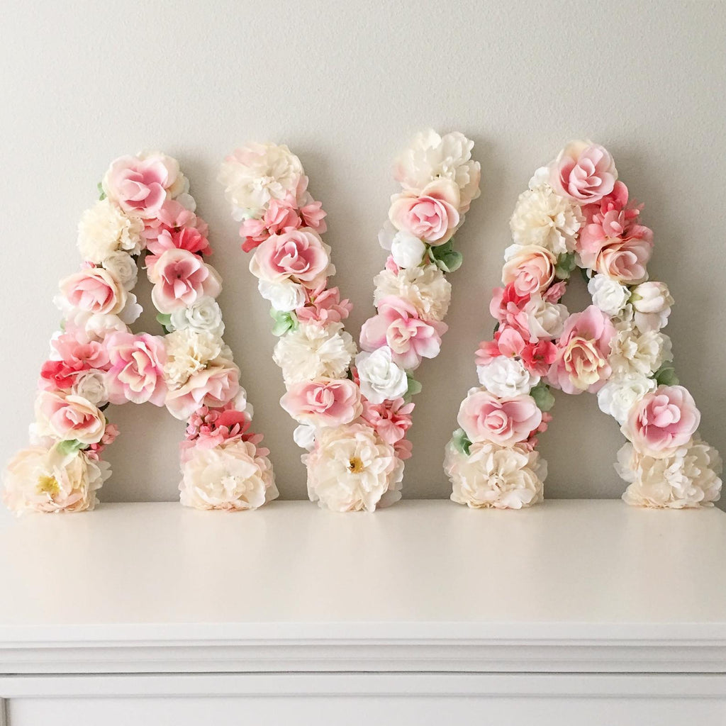 Personalised Floral Letter,free Standing Letter, Paper Mache Letter,  Nursery Decor,personalised Gift,floral Letter,birthday Decor, 8'' Tall. 
