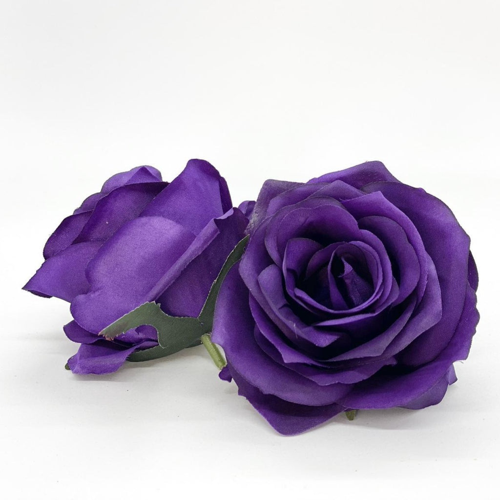 3.5" Artificial Purple Rose Head Dark Purple Silk Flower Dark Purple Artificial Rose Purple Wedding Plum Wedding Eggplant Wedding Flower