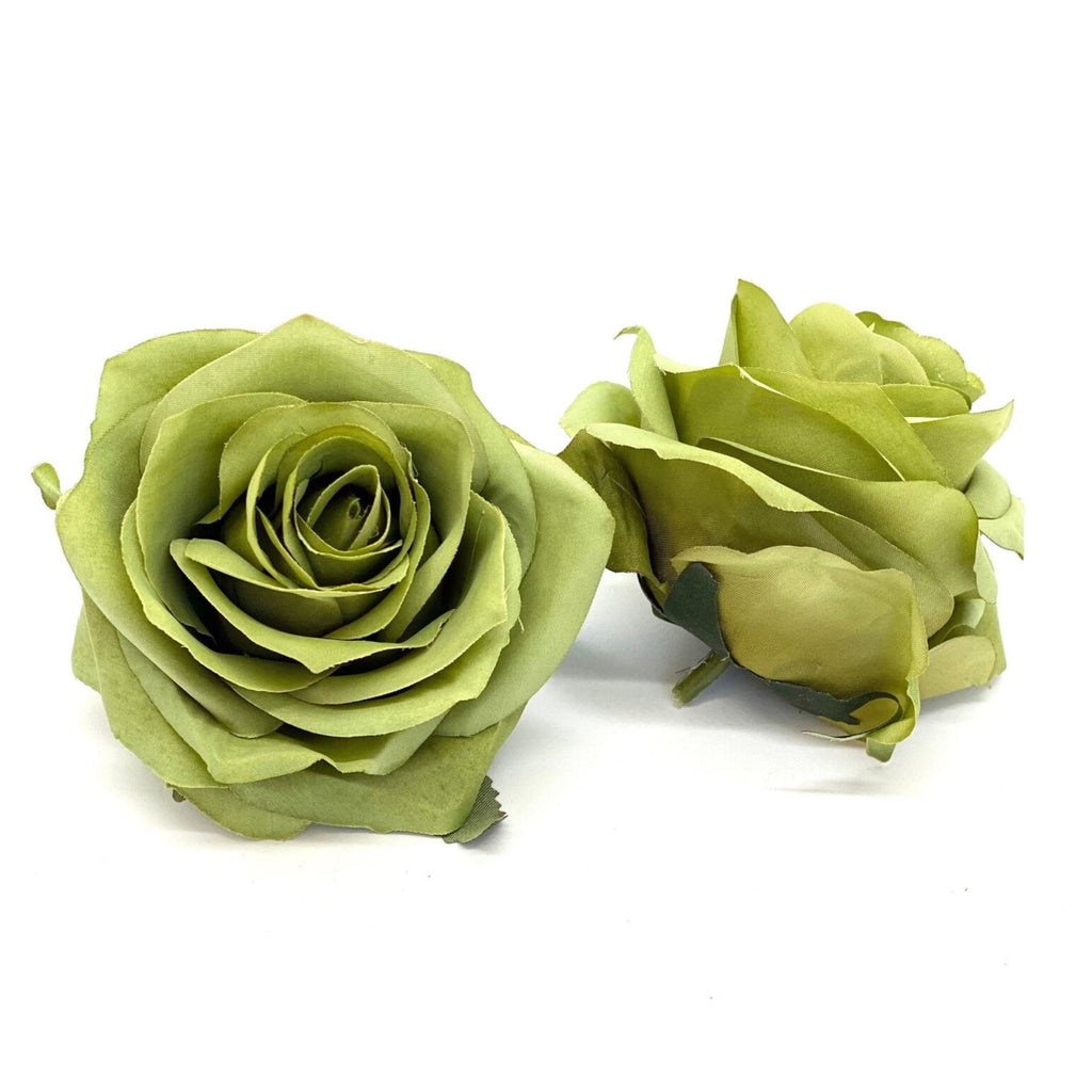 3.5" Artificial Green Rose Flower Green Artificial Rose Head Bright Green Artificial Flowers Green Faux Flower Crown Green Wedding Decor