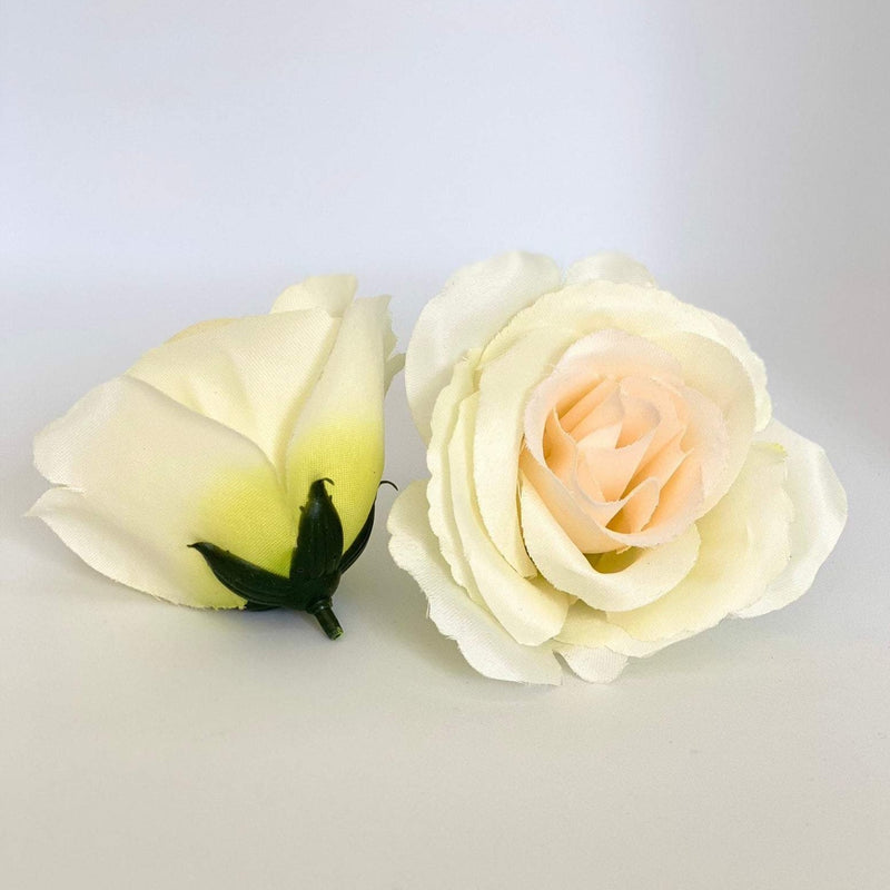 3.5" Peach Yellow Rose Artificial Flower Yellow Peach Wedding Decor Yellow Peach Silk Flower Wedding Peach Yellow Decor Peachy Yellow Rose