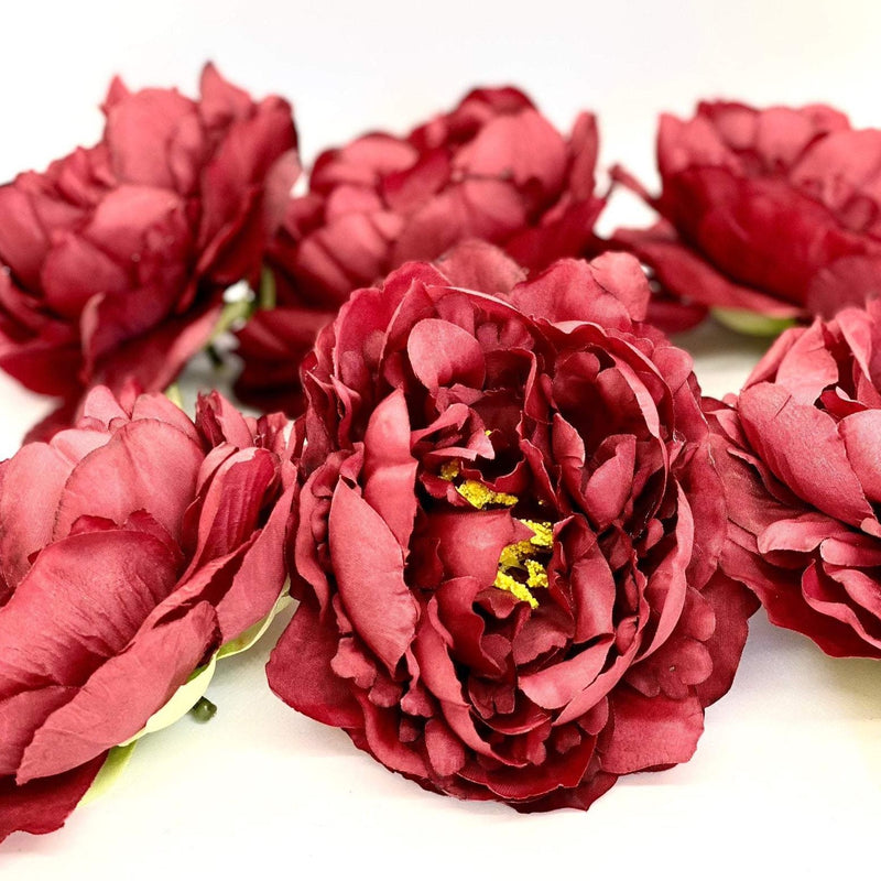 5" Deep Red Peony Burgundy Peony Wedding Flower Fluffy Peony Flower Artificial Peony Red Wedding Flower Dark Red Peony Decor Fall Wedding