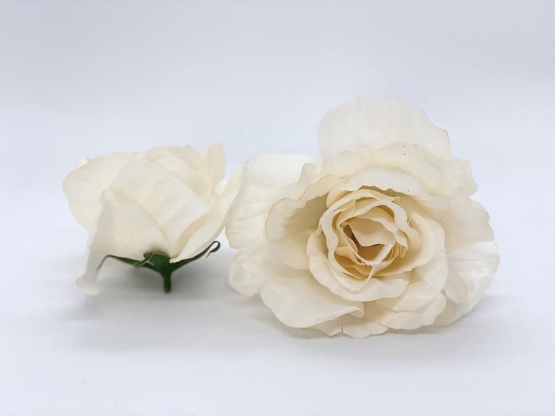 4.5" Artificial Beige Rose Tan Silk Flower Beige Silk Flower Taupe Silk Flower Beige Open Rose Fake Rose Beige Wedding Flower Beige Flower