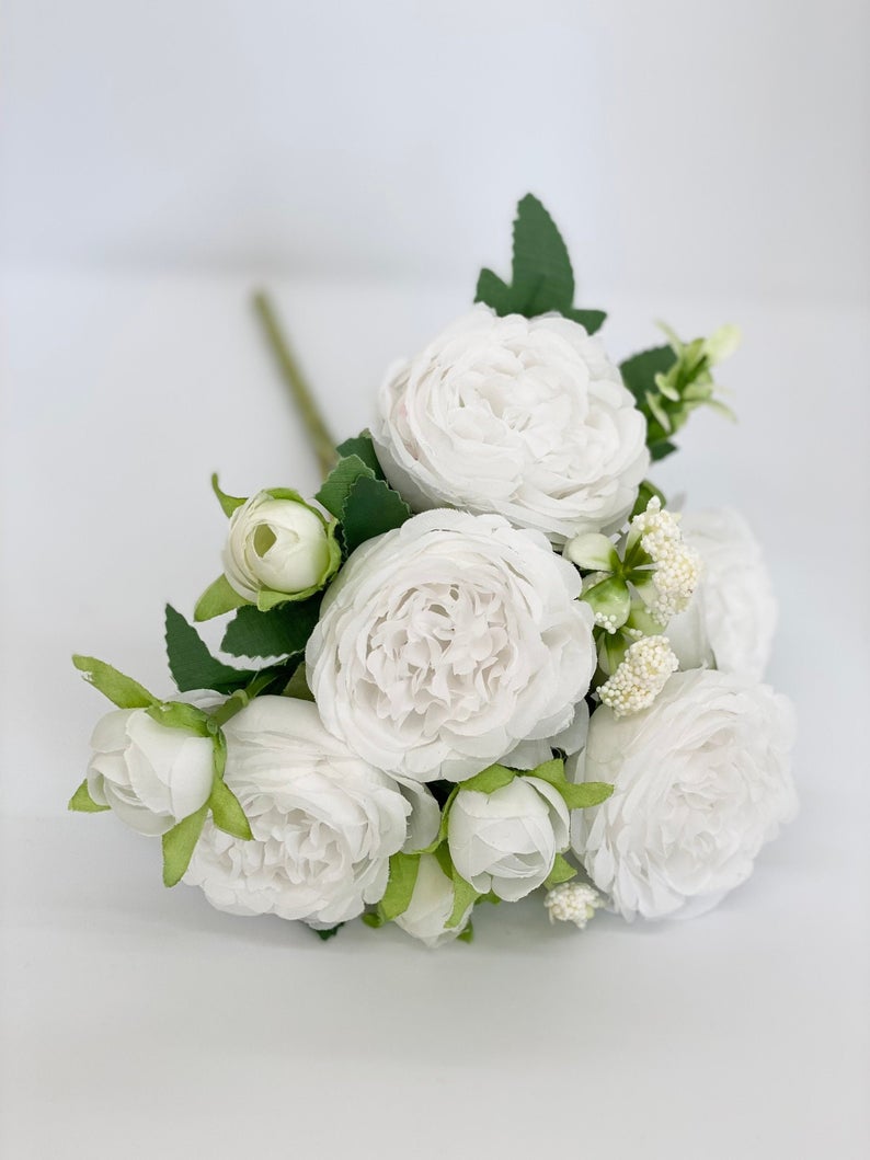 11" White Cabbage Rose Bouquet Wedding Cabbage Roses Mini Rose Bush Mini Wedding Bouquet Wedding Toss Bouquet Toss Wedding Cabbage Rose